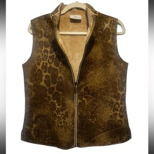 Robert Kitchen leopard print faux fur insulated vest size S/p